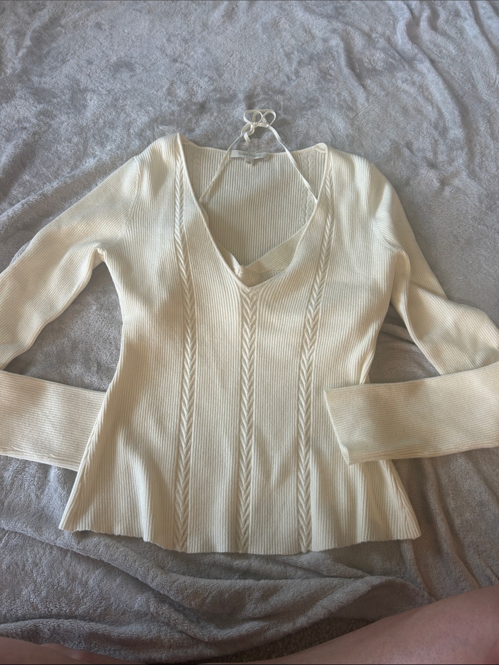 Favorite daughter take me somewhere halter sweater in cream